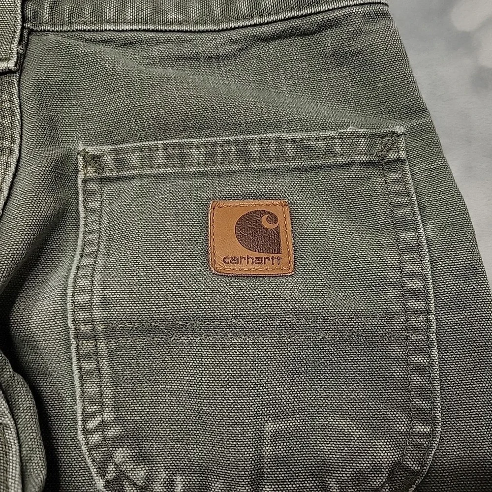 Carhartt Pants Boys 10 Green Y28 MOS Carpenter Rugged Canvas Workwear